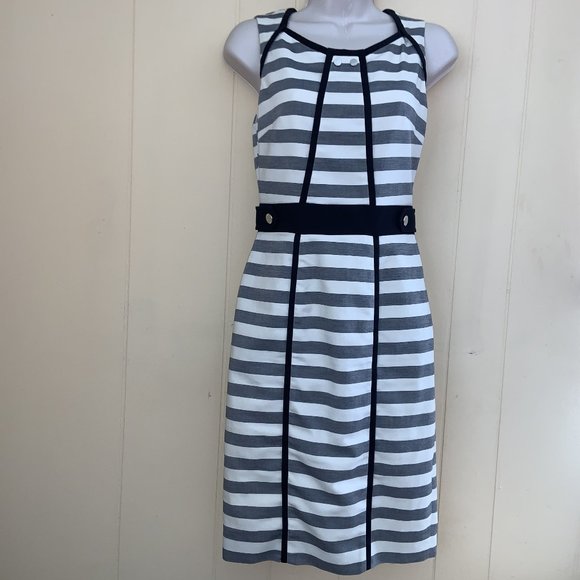 KAREN MILLEN Grey & White Pencil Dress US Size 4 - Picture 1 of 6